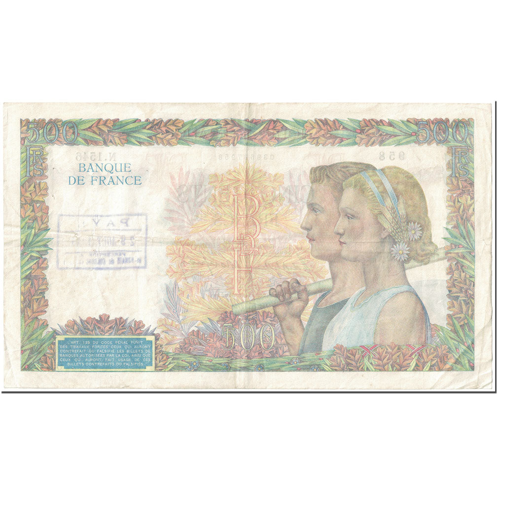 Frankreich, 500 Francs, La Paix, 1940, 1940-12-05, ANNULÉ, SS, Fayette:32.10