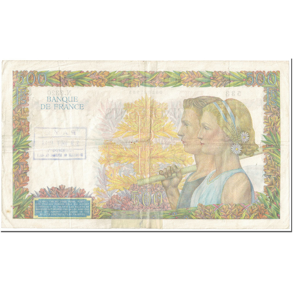 Francia, 500 Francs, La Paix, 1941, 1941-06-26, ANNULÉ, MB, Fayette:32.19