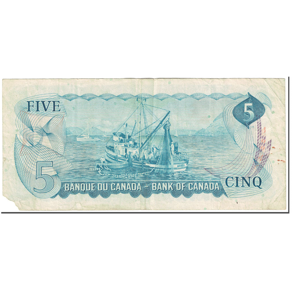 Banknote, Canada, 5 Dollars, 1972, Undated (1972), KM:87b, VG(8-10)