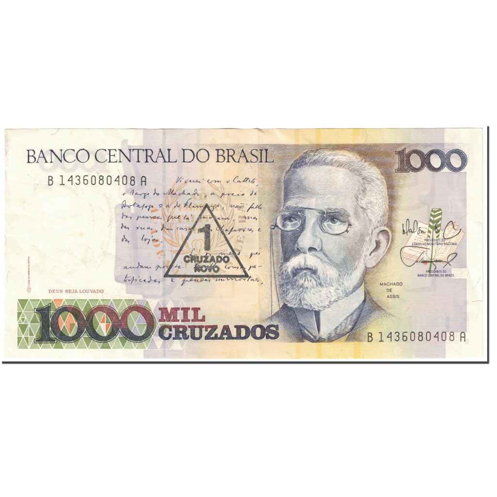 Banconote, Brasile, 1 Cruzado Novo on 1000 Cruzados, 1988, Undated (1988)