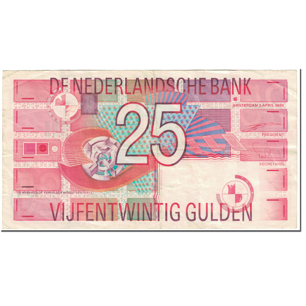 Banknote, Netherlands, 25 Gulden, 1989, 1989-04-05, KM:100, EF(40-45)