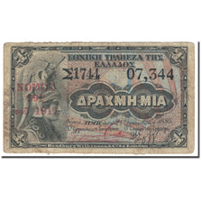 Billete, 1 Drachma, 1917, Grecia, Old Date 21.12.1885, KM:301, BC+