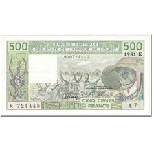 Banknote, West African States, 500 Francs, 1981, Undated (1981), KM:706Kb