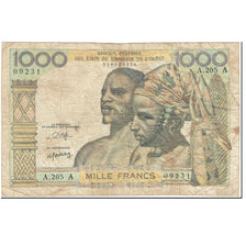 Banknote, West African States, 1000 Francs, 1959-1965, Undated (1959-65)