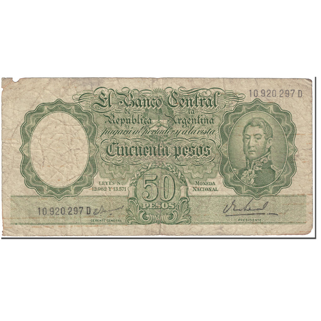 Banconote, Argentina, 50 Pesos, 1968-1969, undated (1968-69), KM:276, B