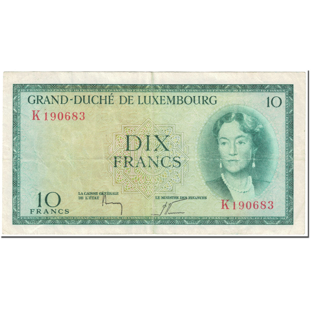 Banknote, Luxembourg, 10 Francs, 1954, Undated (1954), KM:48a, VF(30-35)
