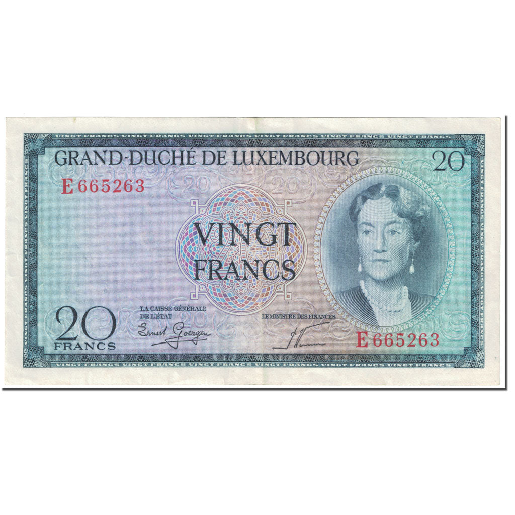 Banknote, Luxembourg, 20 Francs, 1955, Undated (1955), KM:49a, EF(40-45)