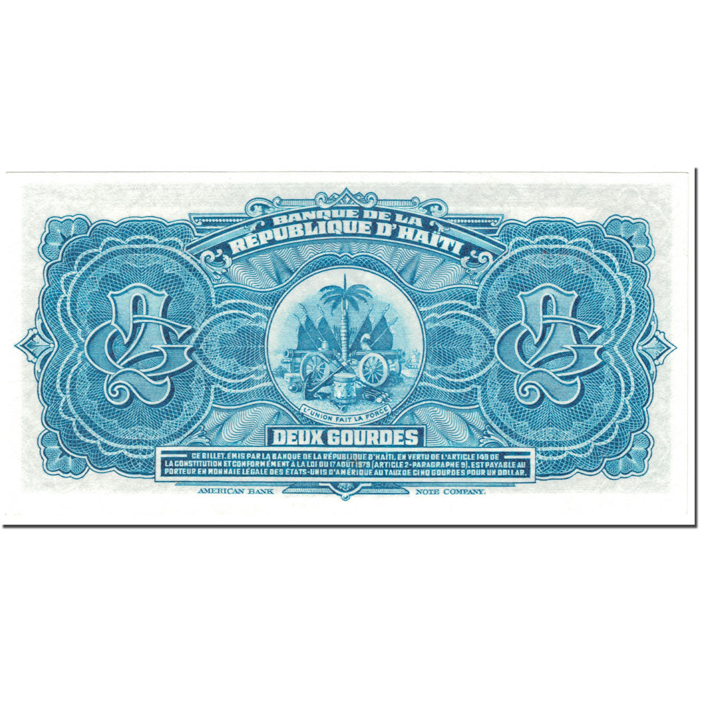 Banknote, Haiti, 2 Gourdes, 1980-82, Undated (1980-82), KM:231Aa, UNC(65-70)