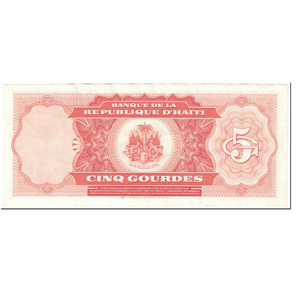 Banknote, Haiti, 5 Gourdes, 1985, Undated (1985), KM:241a, EF(40-45)