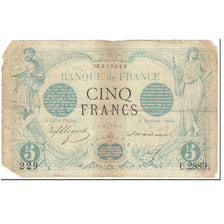 France, 5 Francs, Noir, 1873, 1873-07-18, VG(8-10), Fayette:1.20, KM:60