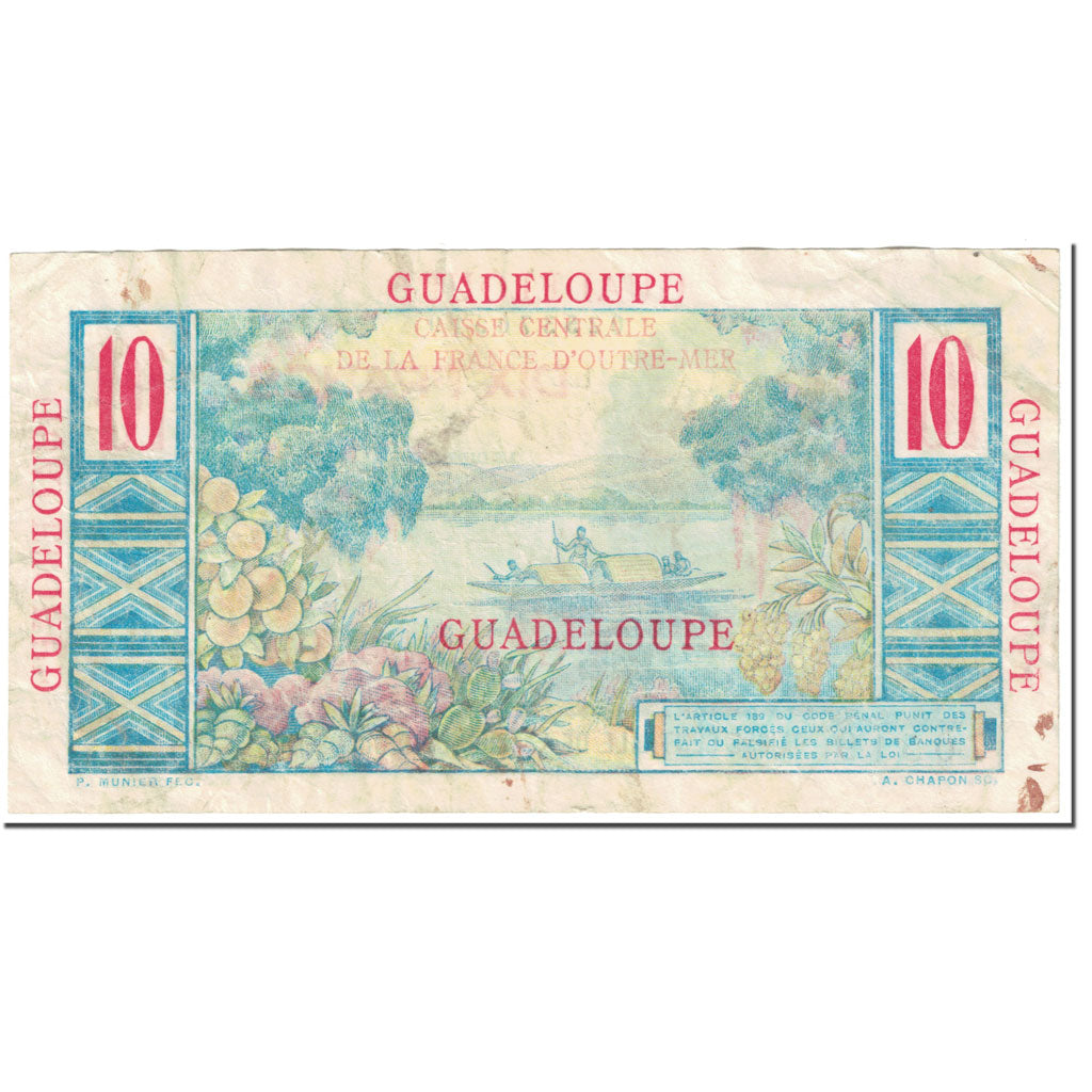Guadeloupe, 10 Francs, 1947-1949, Undated (1947-49), Colbert, TB, KM:32