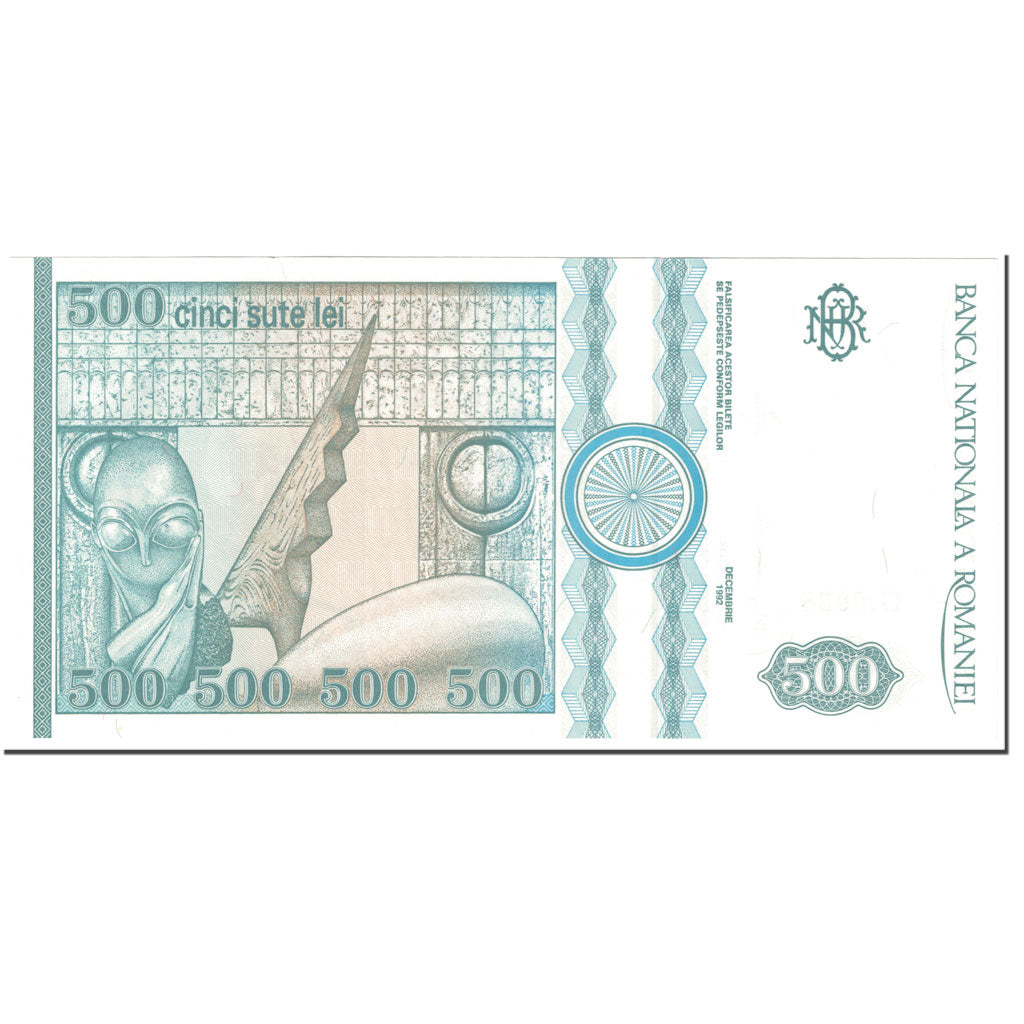 Banknote, Romania, 500 Lei, DECEMBRE 1992, Undated (1992), KM:101a, UNC(65-70)