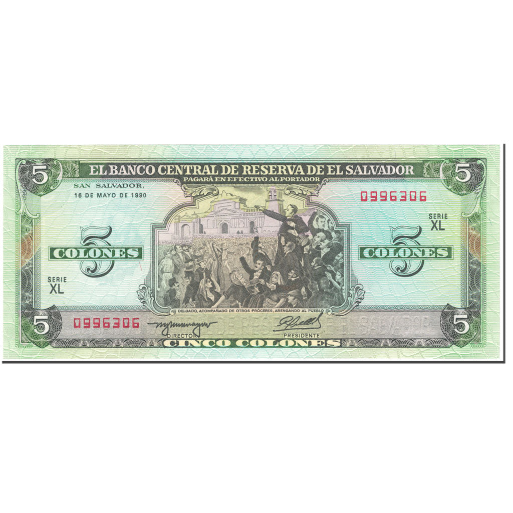 Banconote, El Salvador, 5 Colones, 1990, 1990-05-16, KM:138a, FDS