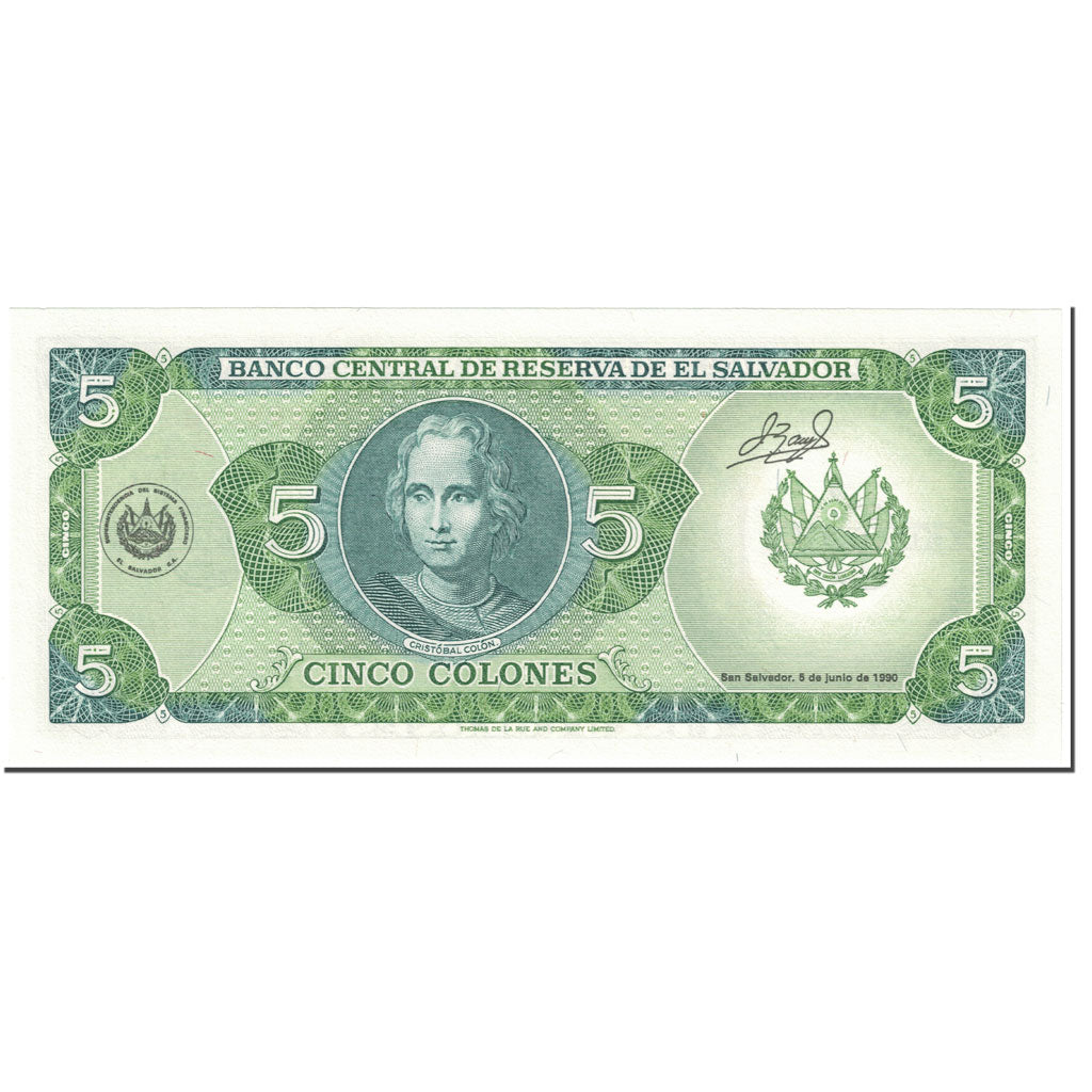 Banconote, El Salvador, 5 Colones, 1990, 1990-05-16, KM:138a, FDS