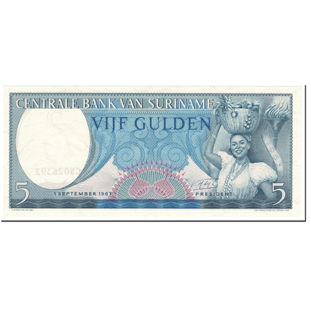 Banknote, Surinam, 5 Gulden, 1963, 1963-09-01, KM:120b, UNC(65-70)