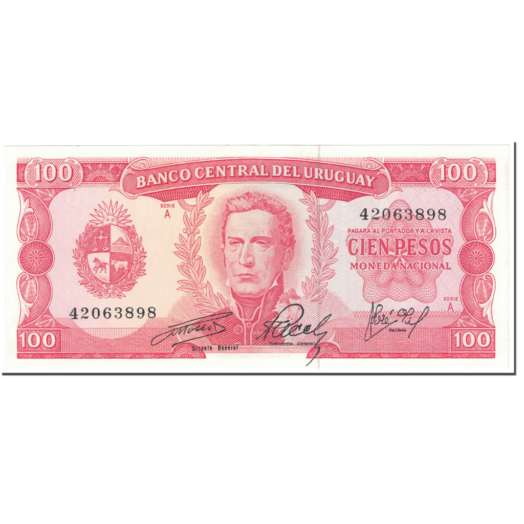 Banknote, Uruguay, 100 Pesos, 1967, Undated (1967), KM:47a, UNC(65-70)