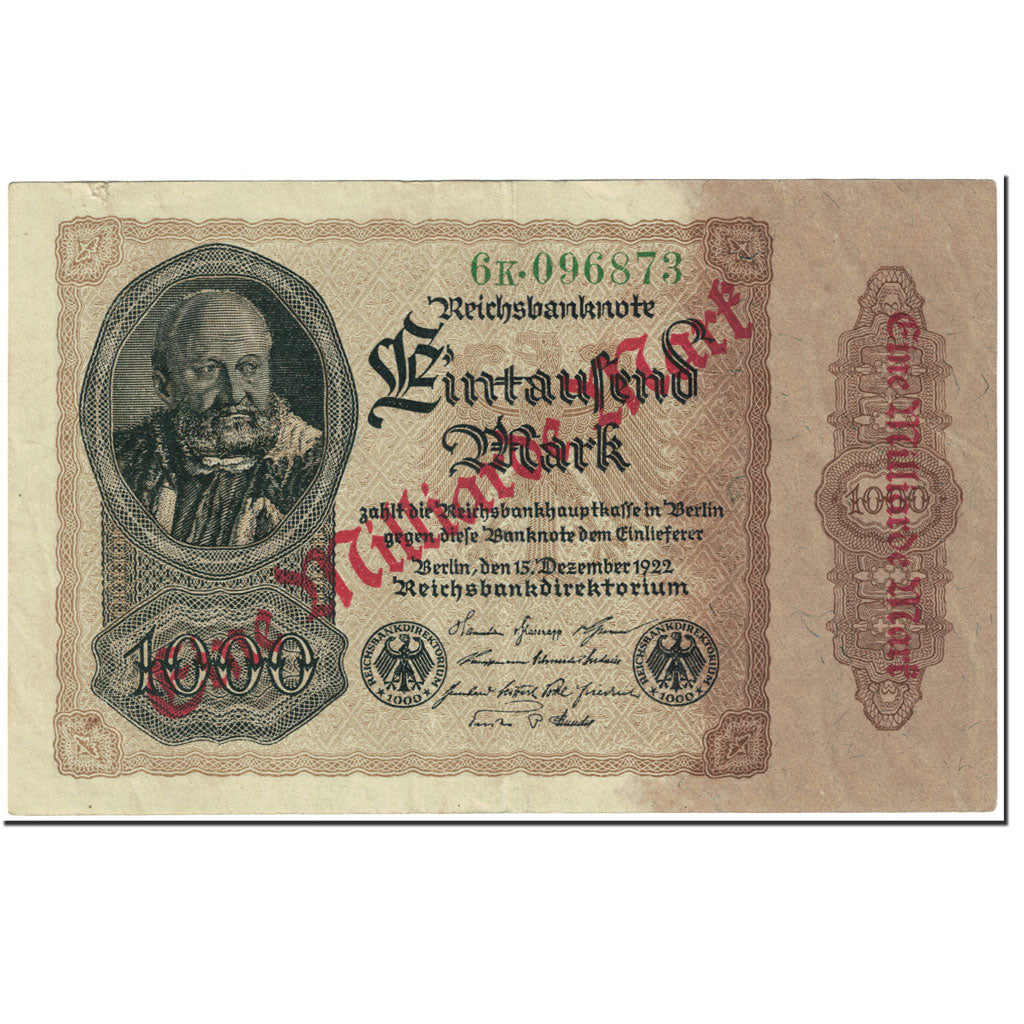 Banknote, Germany, 1 Milliarde Mark on 1000 Mark, 1922, 1922-12-15, KM:113a