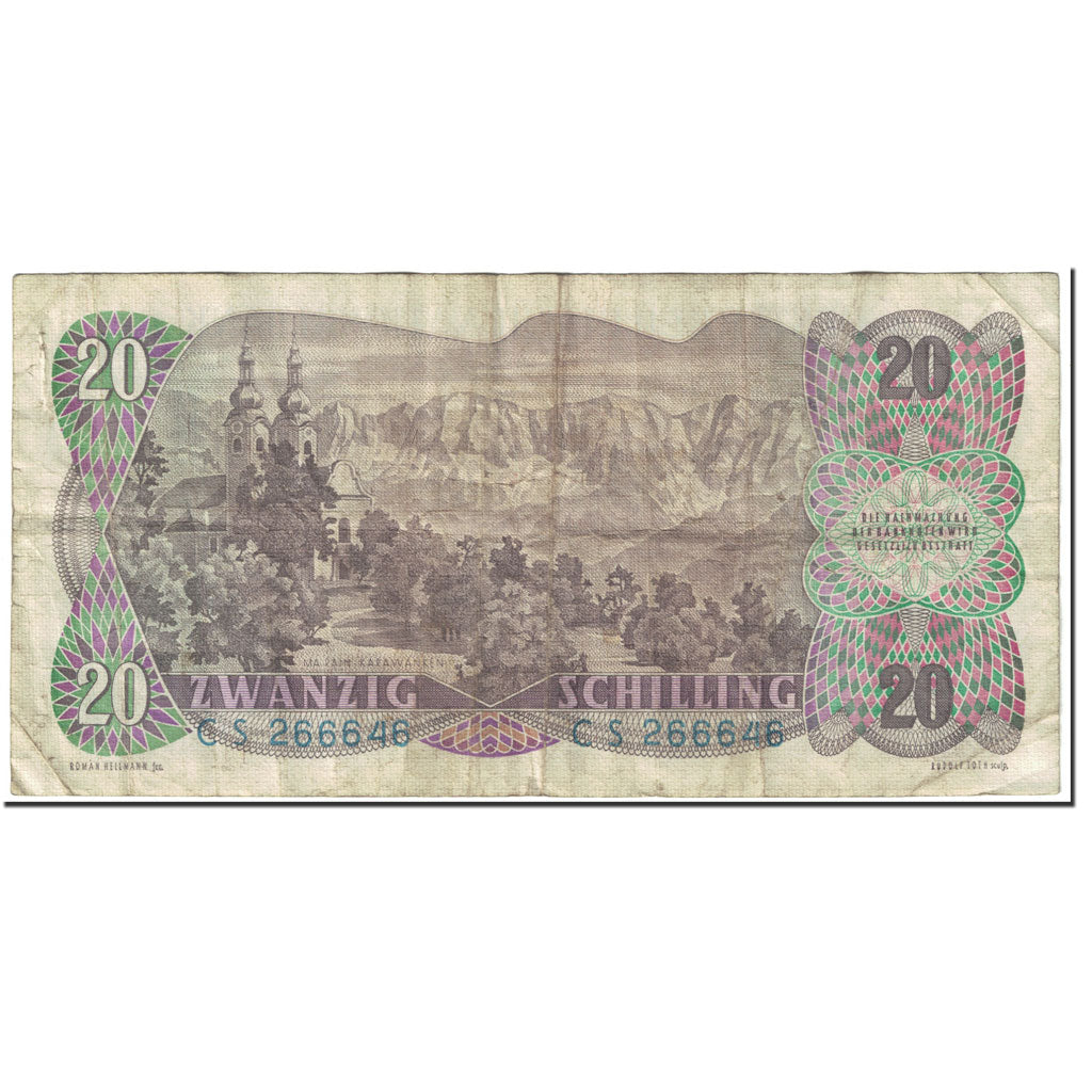 Banknote, Austria, 20 Schilling, 1956, 1956-07-02, KM:136a, VF(20-25)