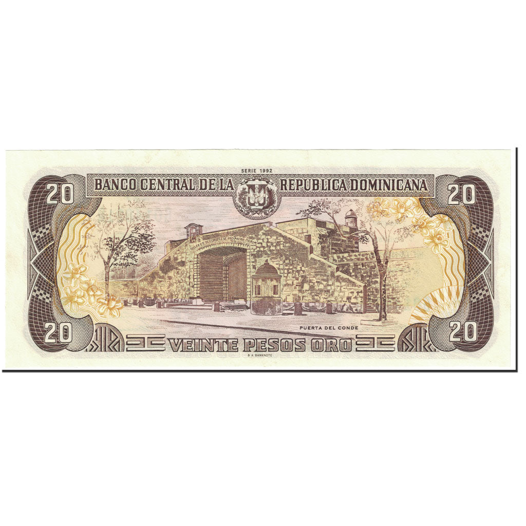 Billete, 20 Pesos Oro, 1992, República Dominicana, Undated (1992), KM:139a, UNC