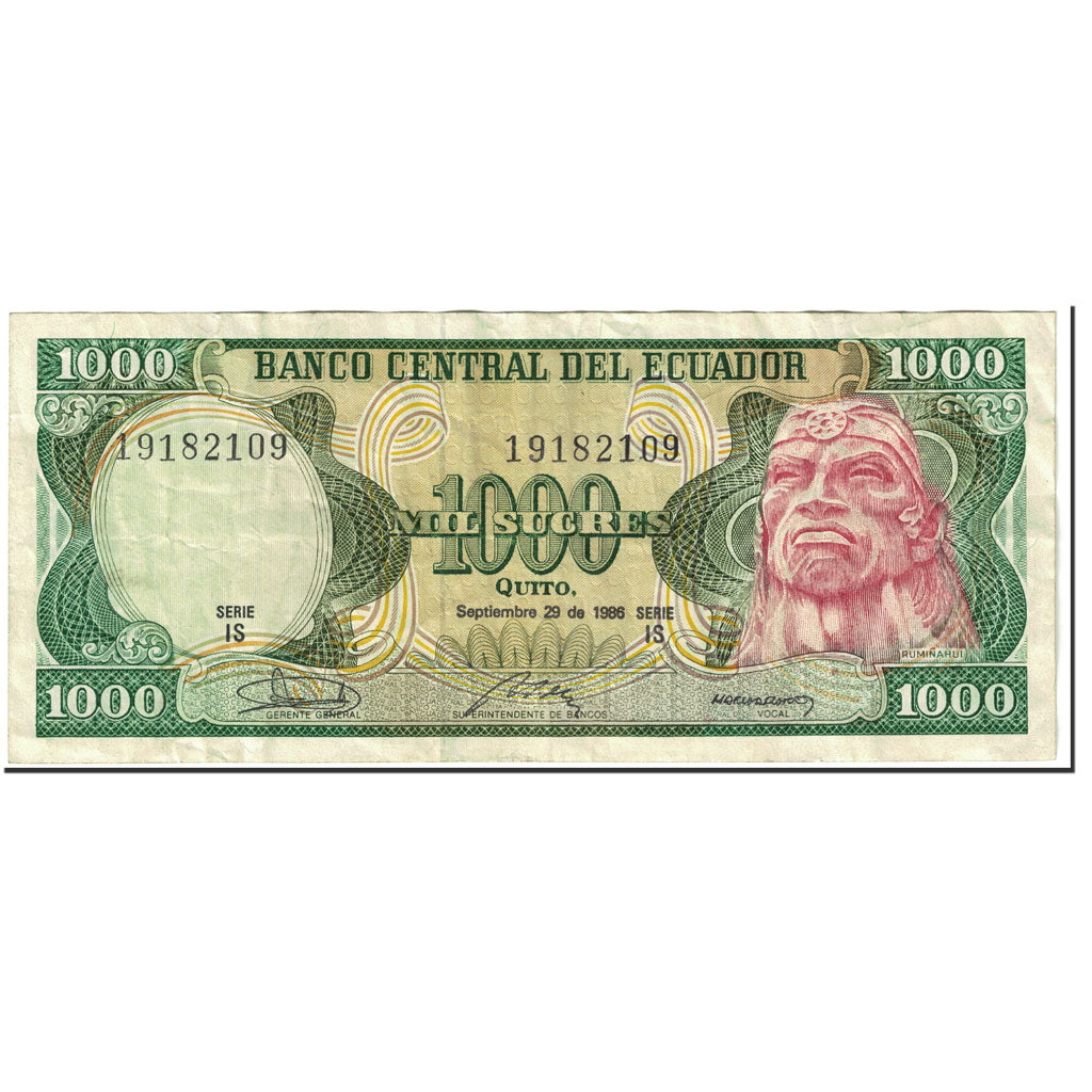 Banknote, Ecuador, 1000 Sucres, 1986, 1986-09-29, KM:125a, EF(40-45)