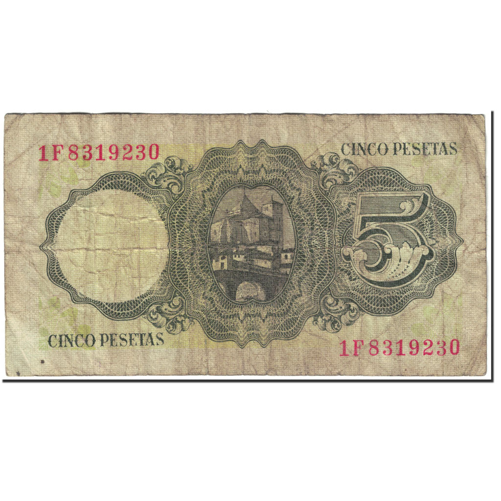 Geldschein, Spanien, 5 Pesetas, 1951, 1951-08-16, KM:140a, SGE+