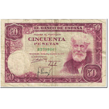 Banknote, Spain, 50 Pesetas, 1951, 1951-12-31, KM:141a, VF(20-25)