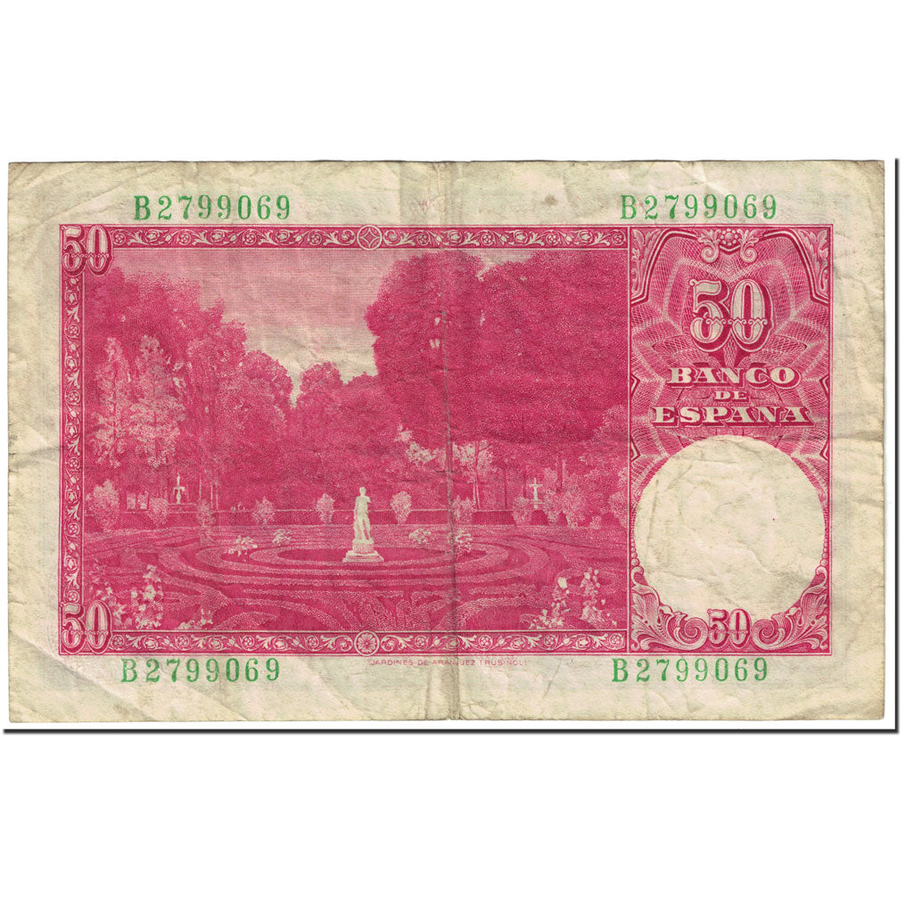 Banknote, Spain, 50 Pesetas, 1951, 1951-12-31, KM:141a, VF(20-25)