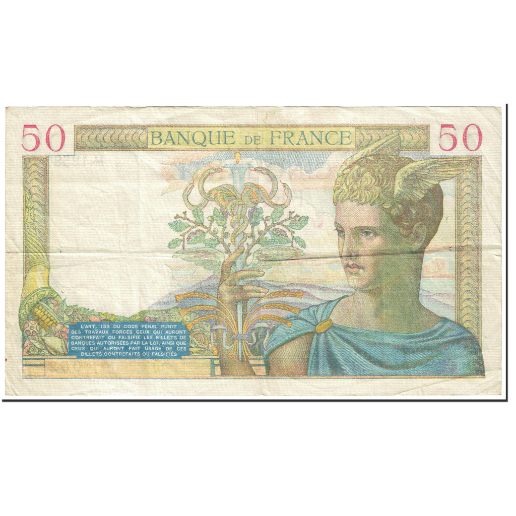 Frankreich, 50 Francs, Cérès, 1940, 1940-02-22, S, Fayette:18.39, KM:85b