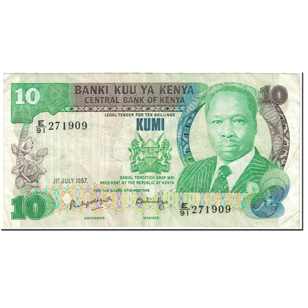 Banknote, Kenya, 10 Shillings, 1987, 1987-07-01, KM:20f, EF(40-45)