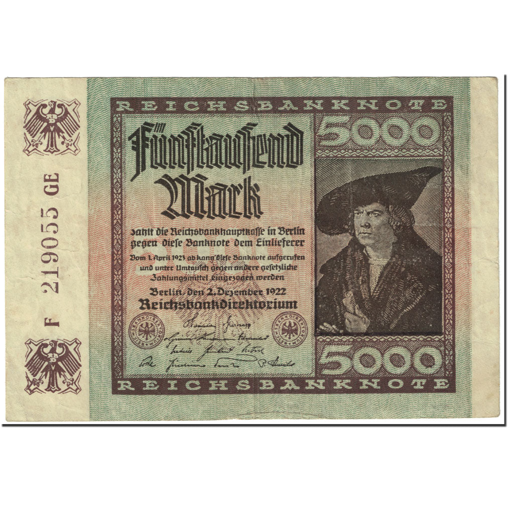 Banknote, Germany, 5000 Mark, 1922, 1922-12-02, KM:81d, EF(40-45)