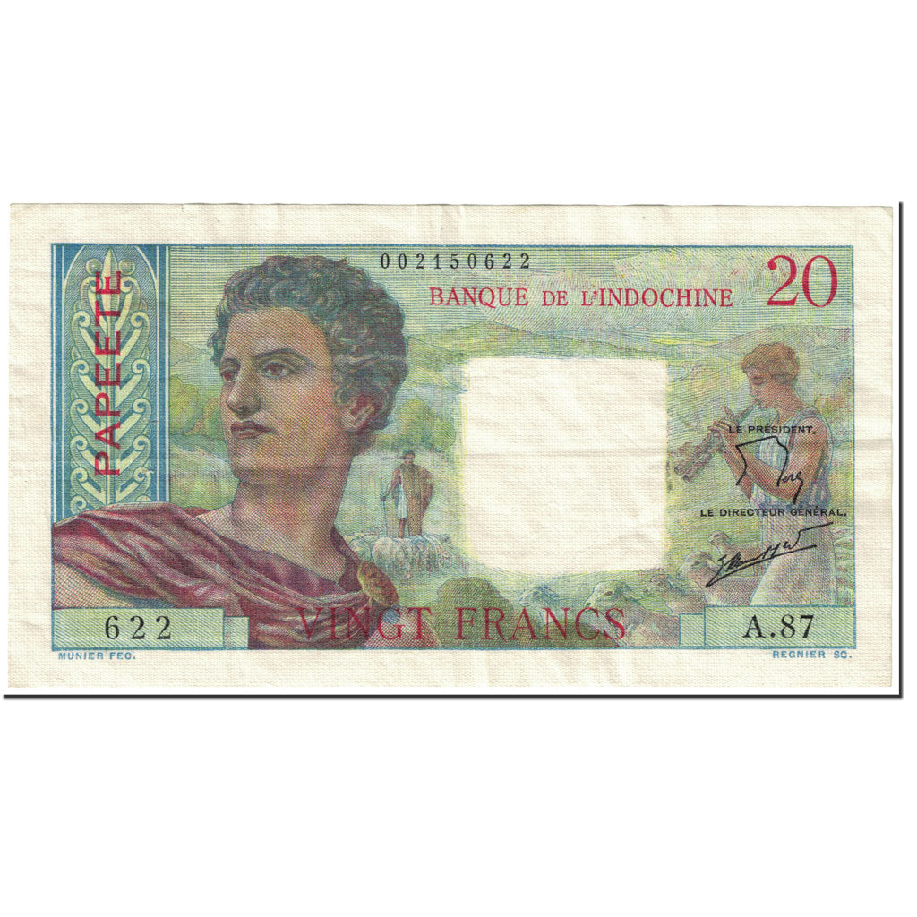 Banconote, Tahiti, 20 Francs, 1951, Undated (1951-63), KM:21a, BB