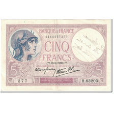 França, 5 Francs, Violet, 1939, 1939-09-28, With Text, VF(20-25), Fayette:4.10