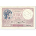 França, 5 Francs, Violet, 1939, 1939-09-28, With Text, VF(20-25), Fayette:4.10