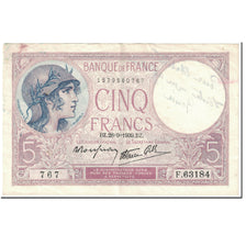 Frankreich, 5 Francs, Violet, 1939, 1939-09-28, With Text, S, Fayette:4.10