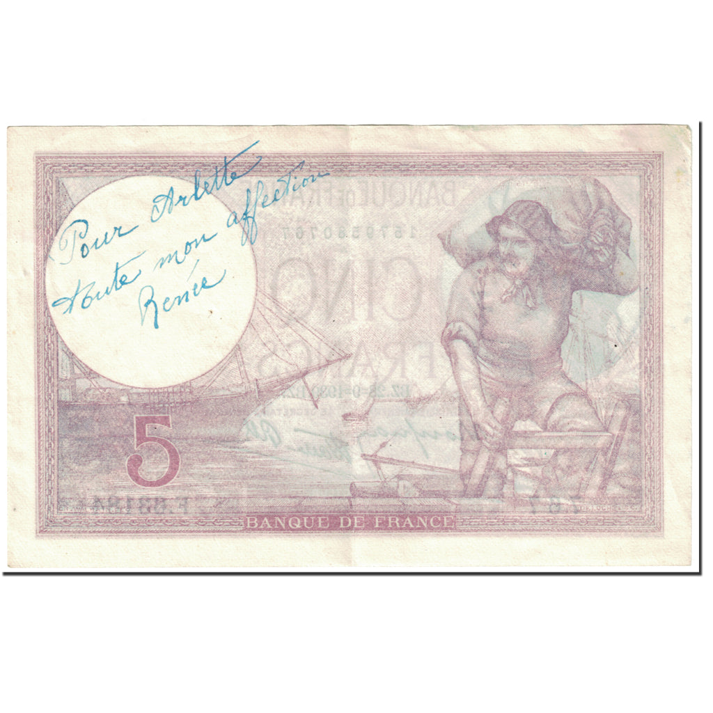 Frankreich, 5 Francs, Violet, 1939, 1939-09-28, With Text, S, Fayette:4.10