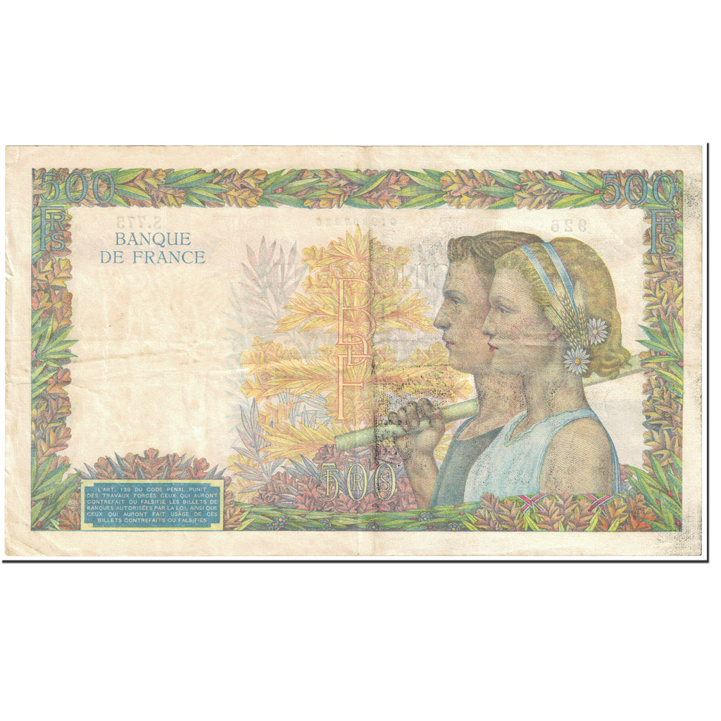 France, 500 Francs, La Paix, 1940, 1940-07-25, VF(20-25), Fayette:32.5, KM:95a