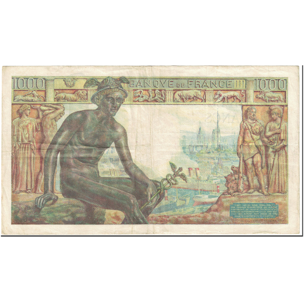 France, 1000 Francs, Déesse Déméter, 1942, 1942-12-03, VF(20-25)