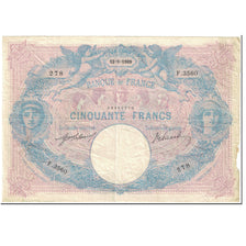 France, 50 Francs, Bleu et Rose, 1908, 1909-05-12, TB, Fayette:14.22, KM:64e