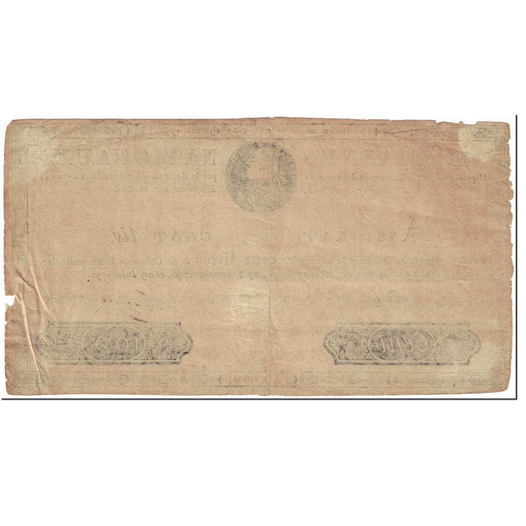 France, 100 Livres, 1791, Ragueneau, 1791-06-19, Faux d'époque, B+, KM:A44A