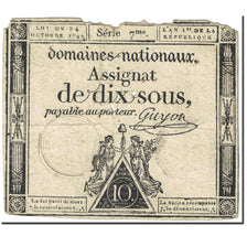 France, 10 Sous, 1792, Guyon, 1792-09-14, AG(1-3), KM:A64a, Lafaurie:165a
