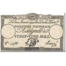 France, 25 Sols, 1792, Hervé, 1792-01-04, VF(20-25), KM:A55, Lafaurie:150