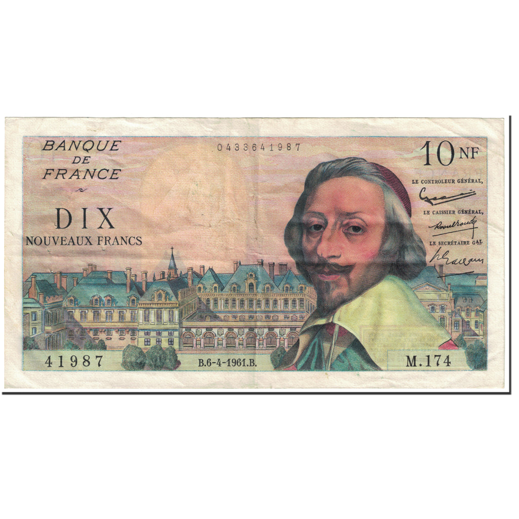 France, 10 Nouveaux Francs, Richelieu, 1961, 1961-04-06, VF(20-25)