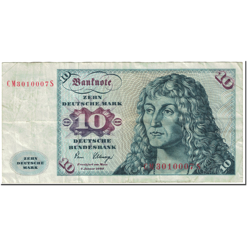 Billet, République fédérale allemande, 10 Deutsche Mark, 1980, 1980-01-02