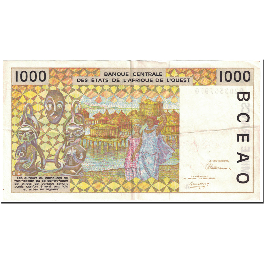 Banknote, West African States, 1000 Francs, 1992, Undated (1992), KM:111Ab