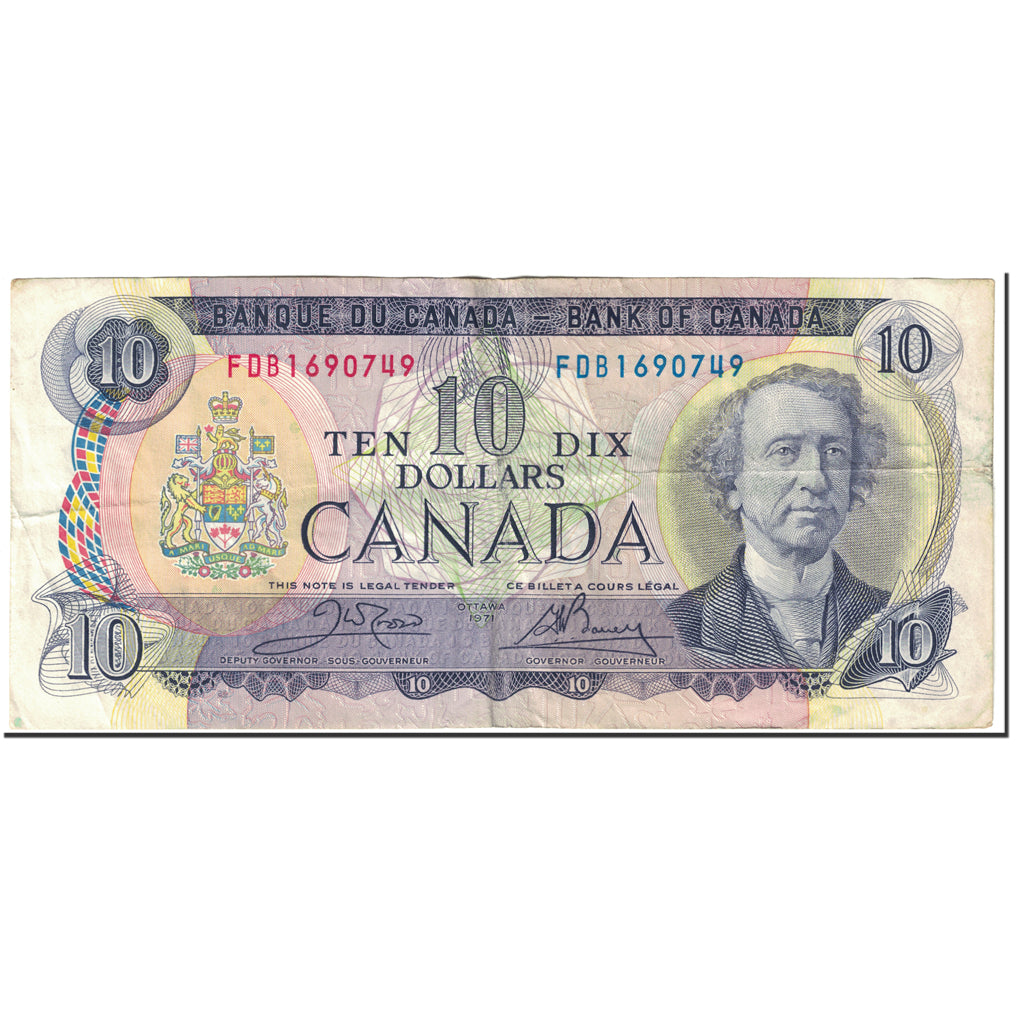 Banknote, Canada, 10 Dollars, 1971, Undated (1971), KM:88d, VF(20-25)