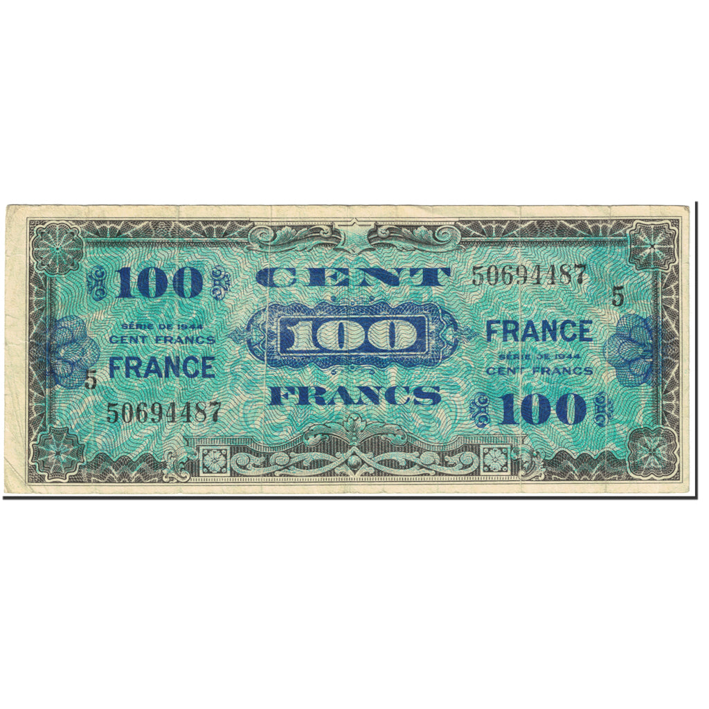 França, 100 Francs, 1945 Verso France, 1945, 1945 (Old Date - SERIE DE 1944)