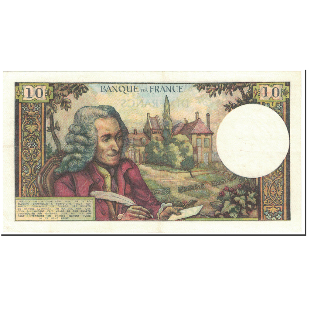 Frankrijk, 10 Francs, Voltaire, 1970, 1970-03-05, TTB, Fayette:62.43, KM:147c