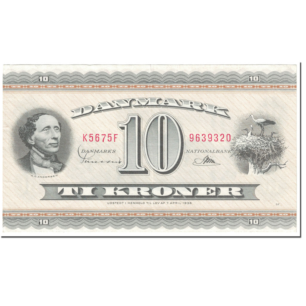 Banknote, Denmark, 10 Kroner, 1967, Undated (1967), KM:44u, EF(40-45)