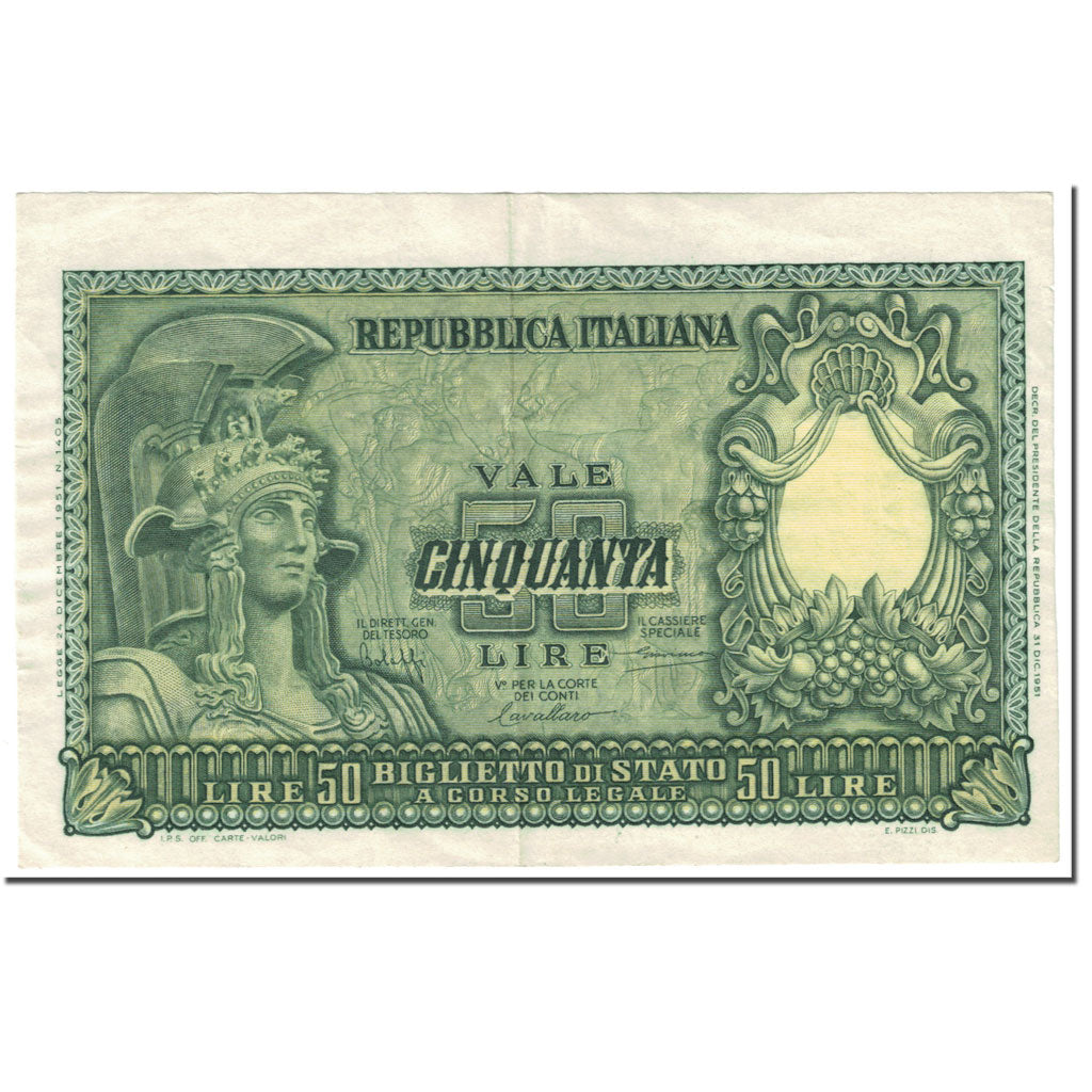 Banknote, Italy, 50 Lire, 1951, 1951-12-31, KM:91a, EF(40-45)