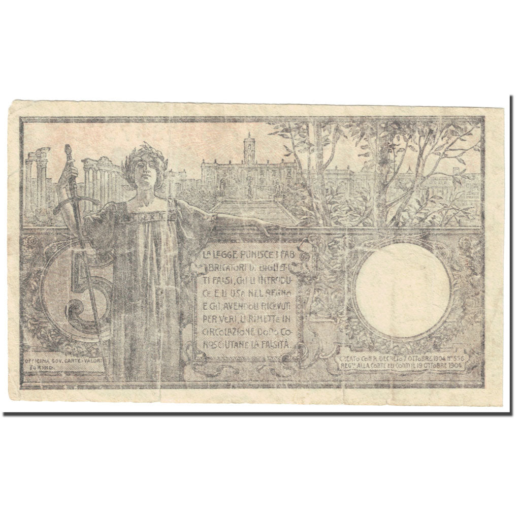 Banknote, Italy, 5 Lire, 1915, 1915-06-17, KM:23d, VF(20-25)